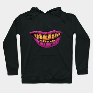 Funny Zombie Mouth Social Distancing Gold Cartoon Teeth Smile Hoodie